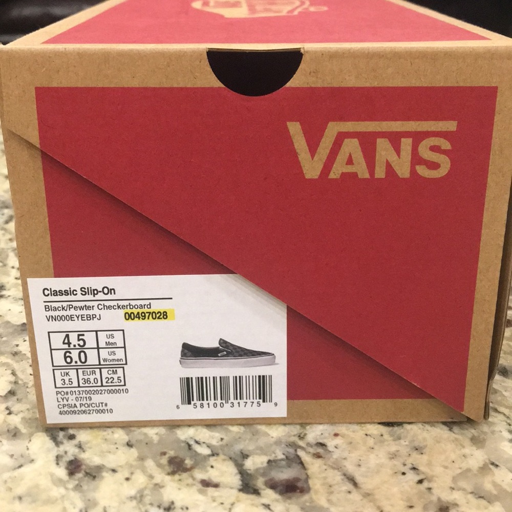 VANS Black/Pewter Checkerboard slip-on sneakers
